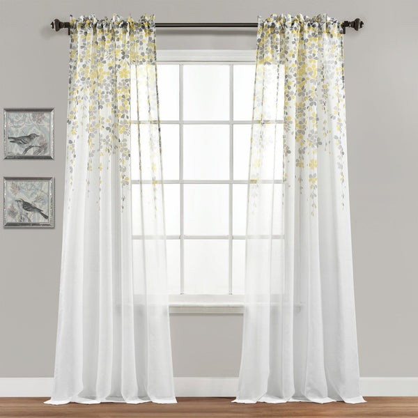 Lush Decor Weeping Flower Sheer Window Curtain Panel Set