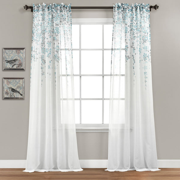 Lush Decor Weeping Flower Sheer Window Curtain Panel Set