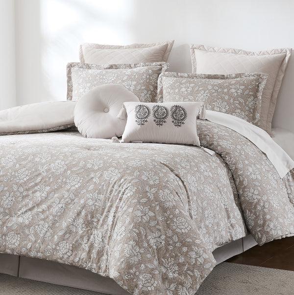 Lush Decor Zara Floral Block Cotton Comforter 8Pc Set