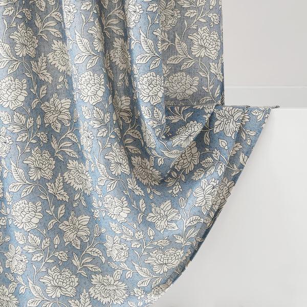 Lush Decor Zara Floral Block Linen Textured Shower Curtain