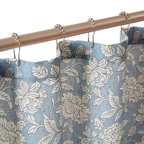 Lush Decor Zara Floral Block Linen Textured Shower Curtain