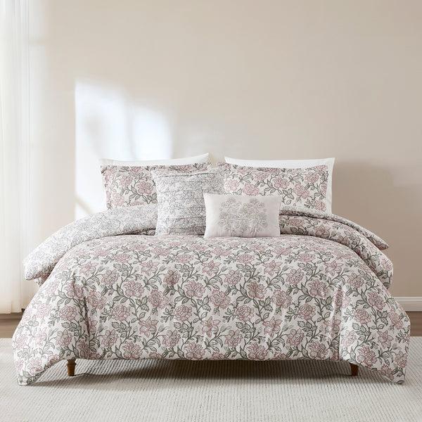 Lush Decor Zara Floral Block Reversible Comforter 5Pc Set
