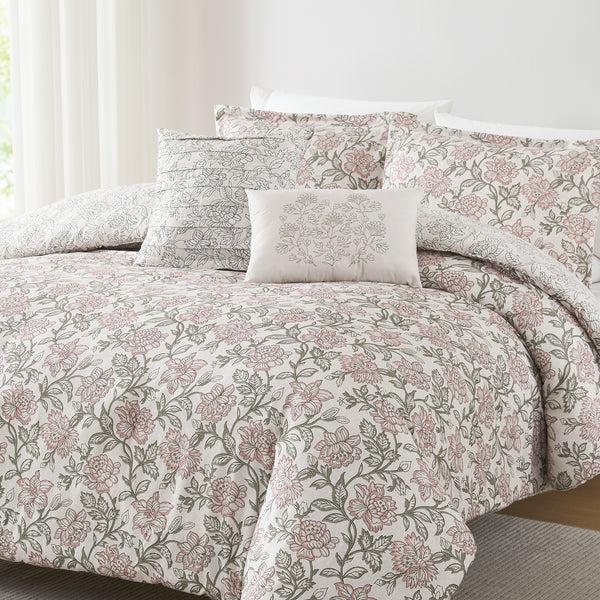 Lush Decor Zara Floral Block Reversible Comforter 5Pc Set