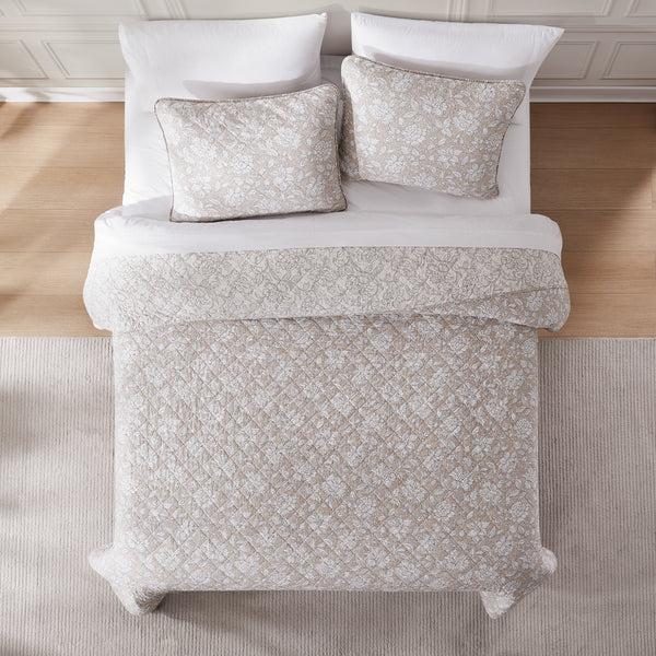 Lush Decor Zara Floral Block Reversible Cotton Quilt Set