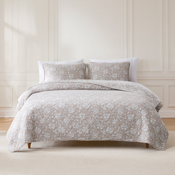 Lush Decor Zara Floral Block Reversible Cotton Quilt Set