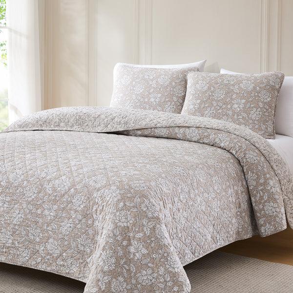 Lush Decor Zara Floral Block Reversible Cotton Quilt Set