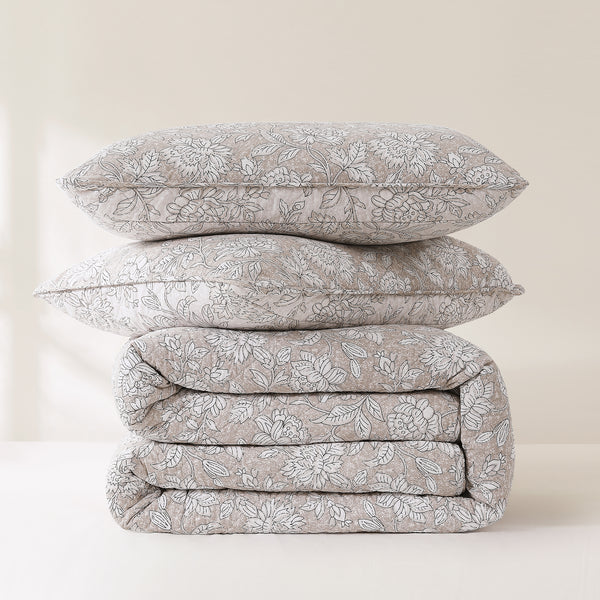 Lush Decor Zara Floral Block Reversible Cotton Quilt Set