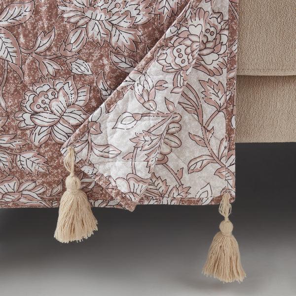 Lush Decor Zara Floral Block Reversible Cotton Throw Blanket