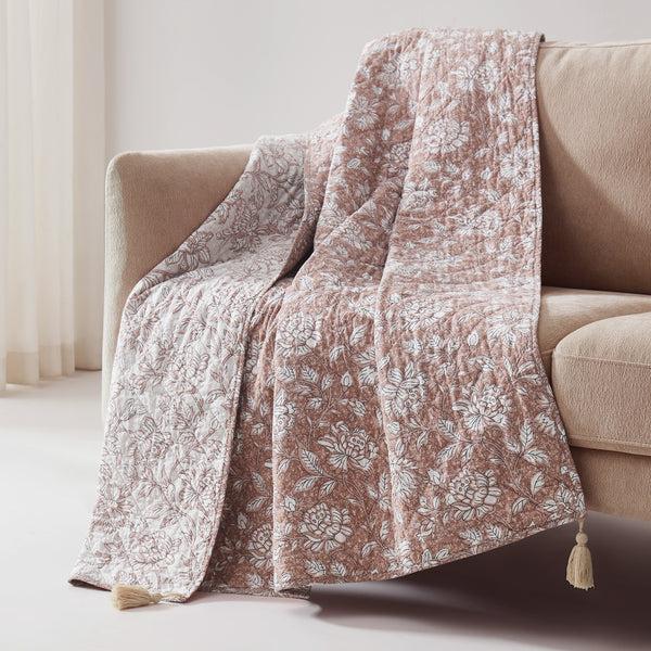 Lush Decor Zara Floral Block Reversible Cotton Throw Blanket