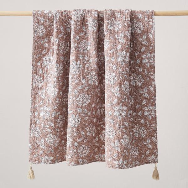 Lush Decor Zara Floral Block Reversible Cotton Throw Blanket