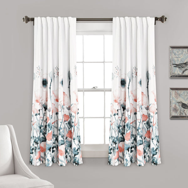 Lush Decor Zuri Flora Light Filtering Window Curtain Panel Set
