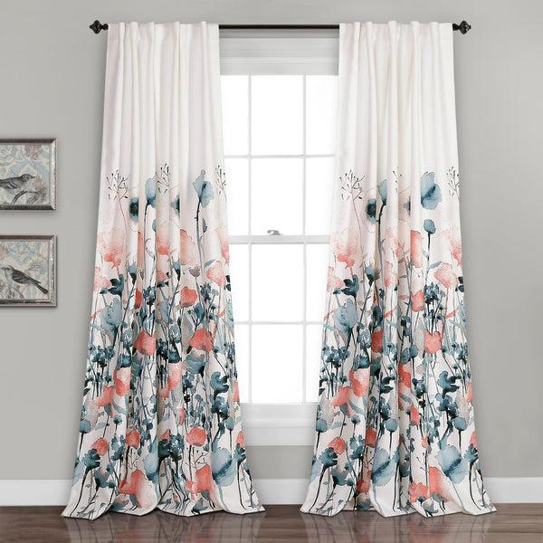 Lush Decor Zuri Flora Light Filtering Window Curtain Panel Set