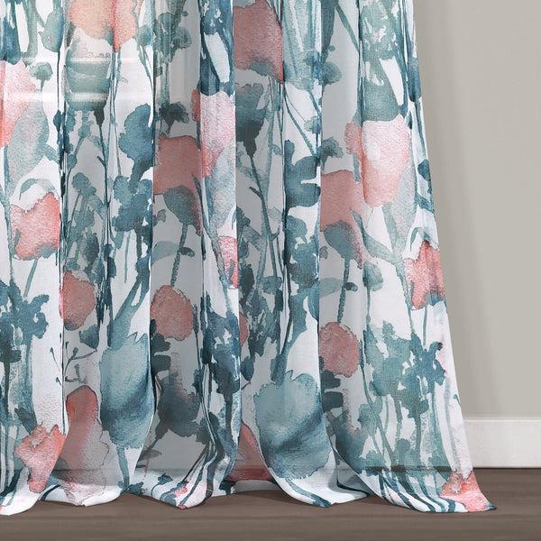 Lush Decor Zuri Flora Sheer Window Curtain Panel Set