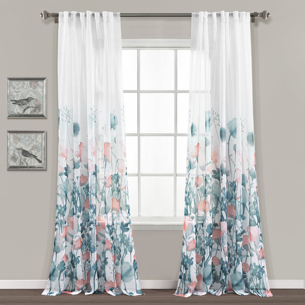 Lush Decor Zuri Flora Sheer Window Curtain Panel Set